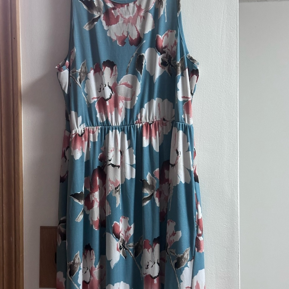 Floral Maxi Dress in Blue and Pink